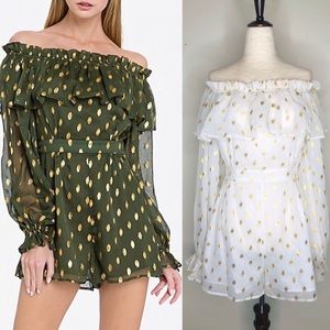 Endless Rose Chiffon Off-the-Shoulder Romper